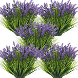 36 Bundles Artificial Plants Outdoor Fake Monkey Grass With Flowers Greenery Uv Resistant Faux Outdoor Plants Plastic Flowers For Garden Office Patio Pathway Outside Decor(Purple)