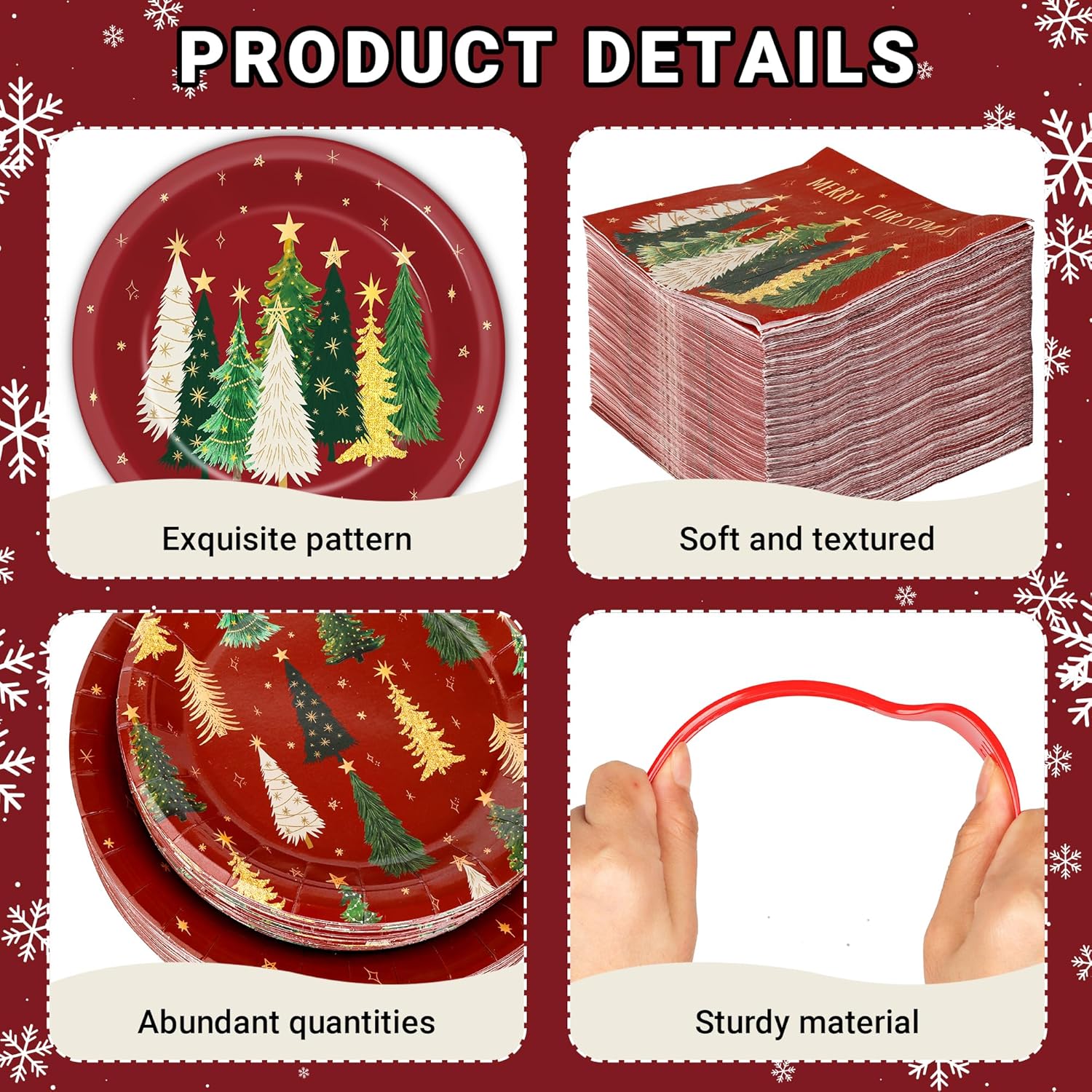 200Pcs Merry Christmas Plates And Napkins Red Green Tableware Set Xmas Trees Dinnerware Farmhouse Disposable Forks Paper Plates Napkins For Christmas Holiday Home Party Favor Supplies, 50 Guests