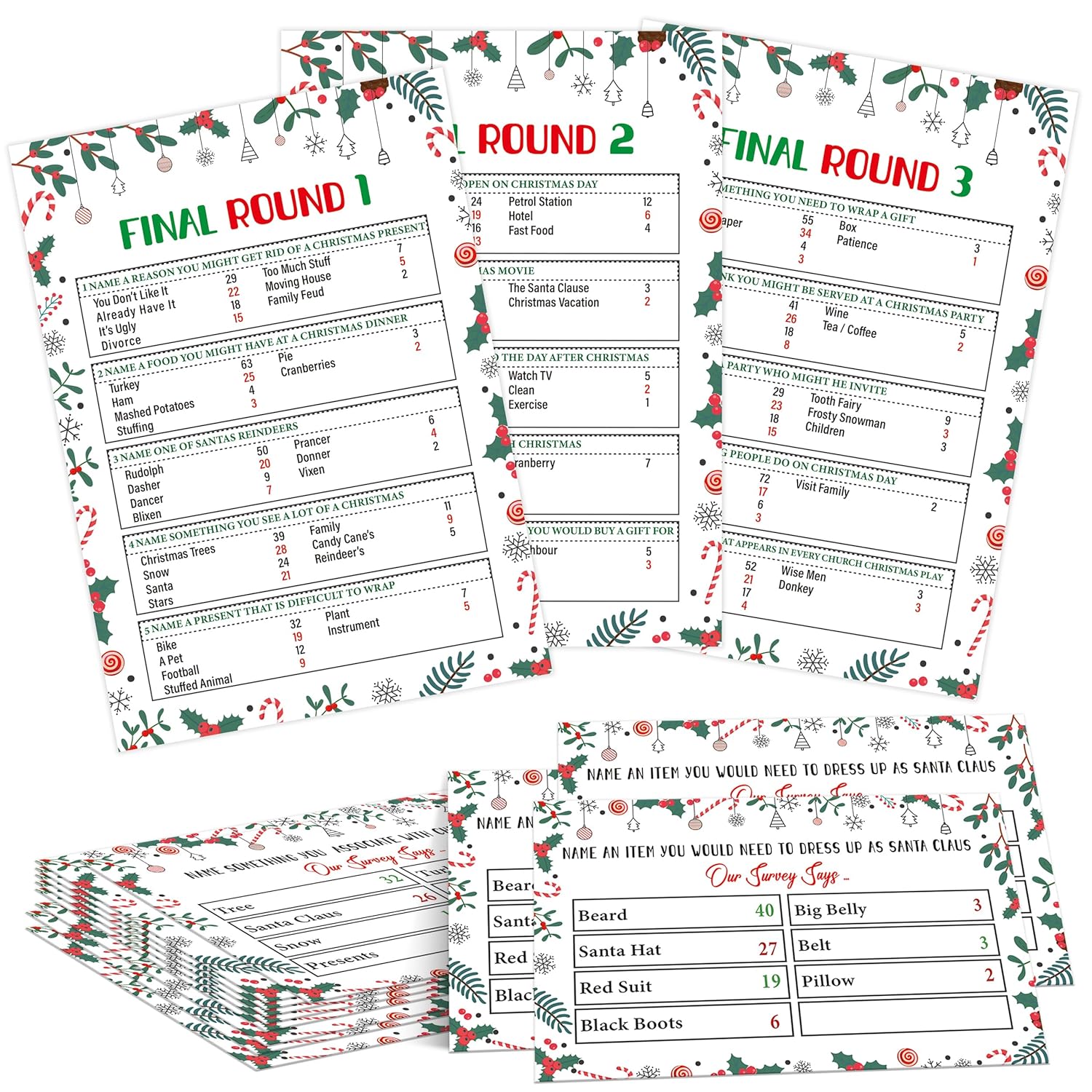 Christmas Party Game, Christmas Friendly Feud, Family Game Night, Family Group Games, Christmas Trivia Game, The Holiday Party Game Of Guessing Top Answers - S002