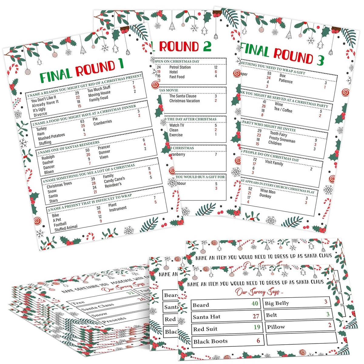 Christmas Party Game, Christmas Friendly Feud, Family Game Night, Family Group Games, Christmas Trivia Game, The Holiday Party Game Of Guessing Top Answers - S002