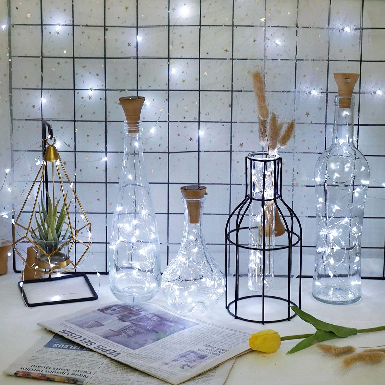 Upgraded 8 Pack Solar Wine Bottle Lights, 20Led Silver Wire Cork Lights Waterproof Fairy Lights For Liquor Bottles Craft
