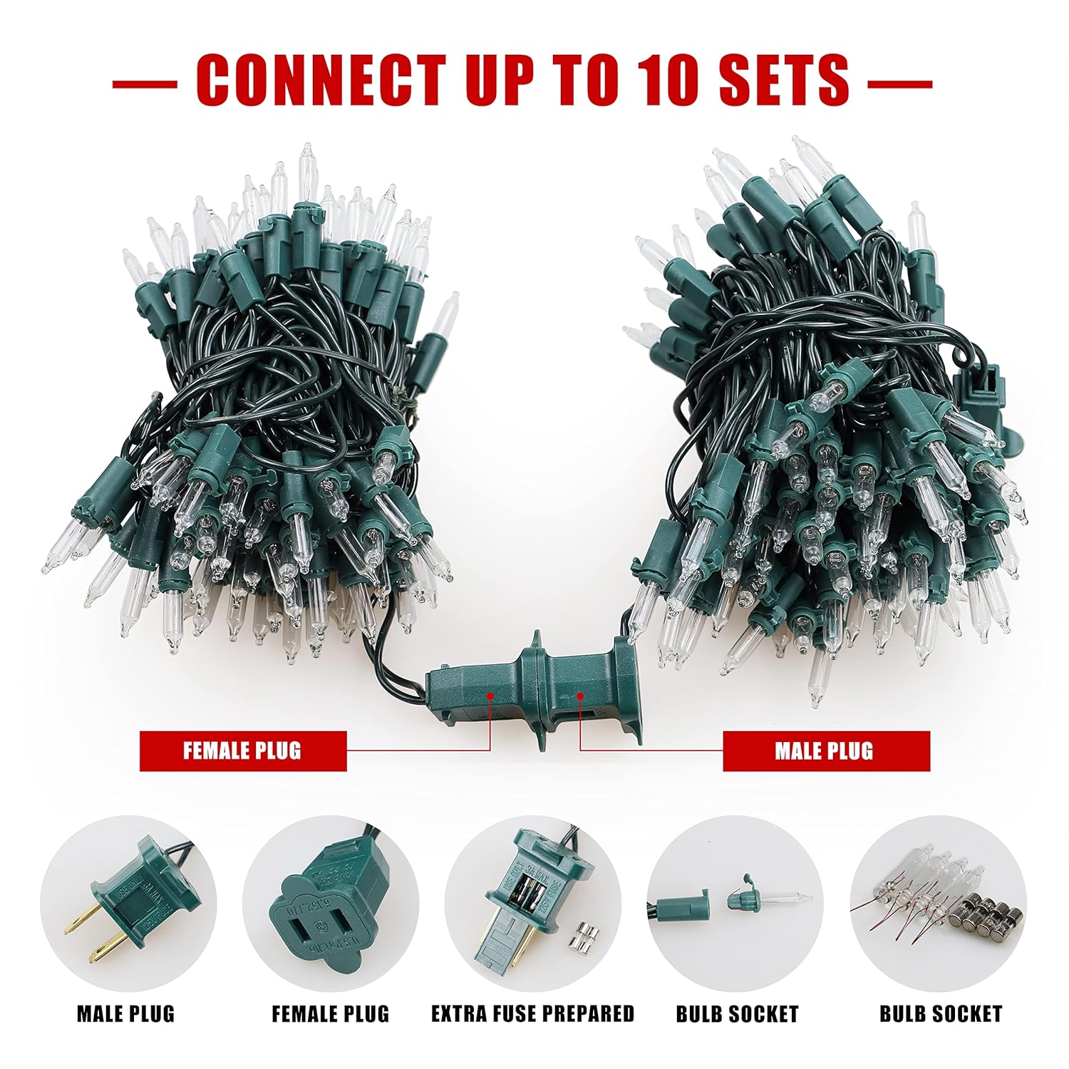 Outdoor Christmas Lights,120V Ul Certified 2 Pack 13Ft 50 Mini String Lights Connectable, Waterproof Fairy Lights For Ga