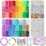 4200PCS Pony Beads Bracelet Making Kit 48 Color Kandi Beads with Friendship Letter Beads Rainbow Candy Beads and Elastic String for DIY Jewelry Crafts