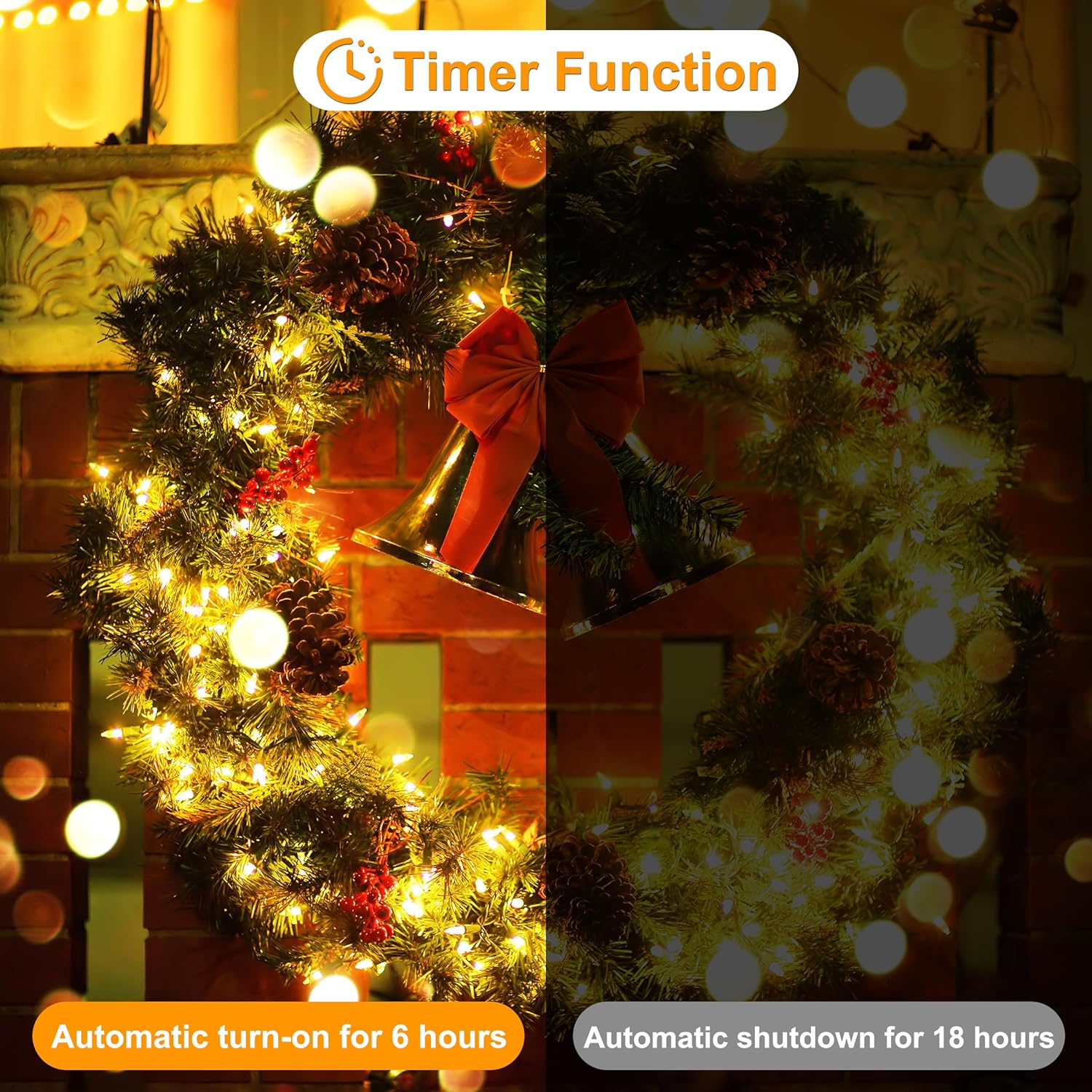 Christmas Light, 100 Led Battery Operated Christmas Lights With Timer For Indoor Outdoor Wreath Wedding Party Garden Hom