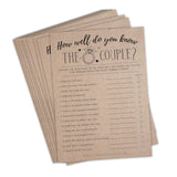 Bridal Shower Games, Fun Activities, Kraft Minimalist Style (How Well Do You Know The Couple) - 50 Cards Per Pack