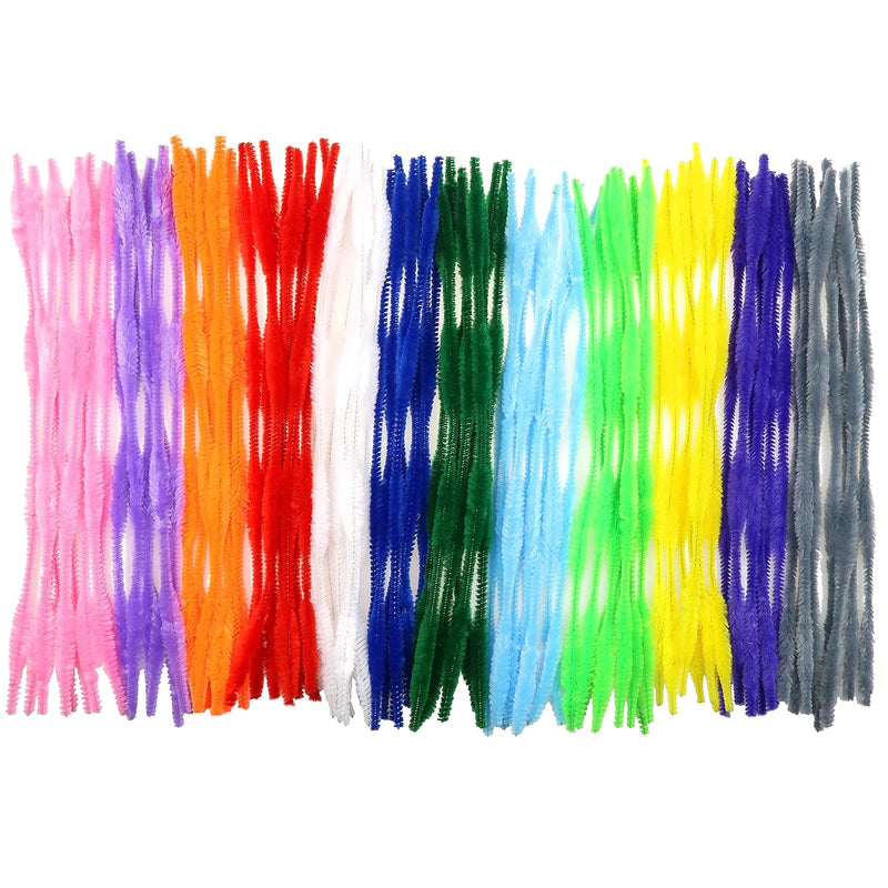 Toaob 120Pcs Fuzzy Bumpy Pipe Cleaners 12 Assorted Colors Chenille Stems Craft