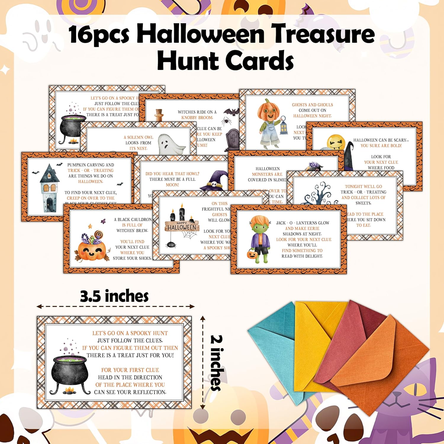 Halloween Scavenger Hunt Games, Hallowmas Treasure Hunt Clues Game Cards, Horror Party Games For Family Friend Groups, Trick Or Treat Party Decorations Supplies Favors?07