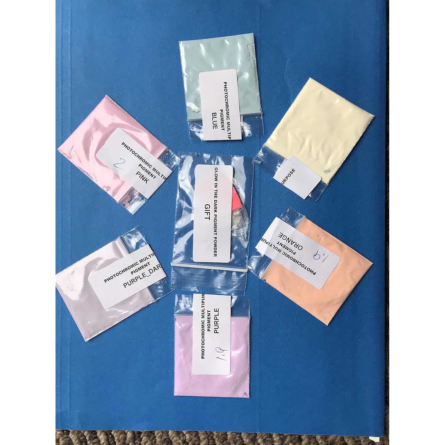 Photochromic_Uv Solar Activated Pigment. Set Of 6 Different Color. 2 Grams Each