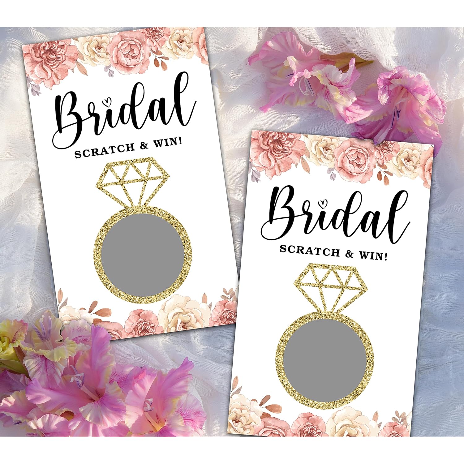 Bridal Shower Scratch Off Games, Bridal Shower Decorations, Floral Bridal Raffle Lottery Tickets Cards For Bachelorette Party Wedding Engagement Party, Set Of 50 Cards (A08)