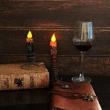 Real Wax Hand Dipped Battery Operated Led Timer Taper Candles Rustic Primitive Flameless Lights Décor, 4-3/4 Inch, Matt Black, 6 Pcs In A Package