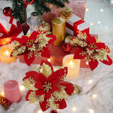 16 Pcs Poinsettia Flower Artificial Poinsettia Christmas Decorations Glitter Poinsettias Christmas Ornaments Christmas Tree Flower Decorations With Clips Diy Xmas Wreath Holiday Weed Home Party Decor