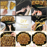 Diy Glitter Roses Bouquet Gold- 36 Pack Fake Shiny Flowers With Stems Eternal Floral For Graduation Handmade Wedding Bouquet Anniversary Birthday Gift, Mother'S Day Gifts For Her