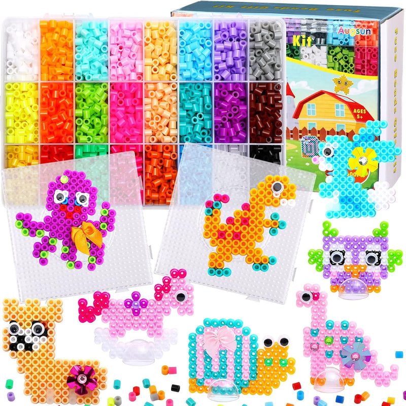 Fuse Beads Kit For Kids, 4600Pcs+ 24 Colors Crafting Melting Iron Beads Set Wi