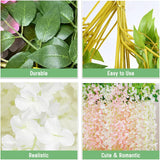 10Pcs White & Pink Fake Wisteria Hanging Flowers, 3.6Ft/Pcs Artificial Wisteria Garland, Hanging Flowers For Wedding Party Home Backdrop Wall Decoration