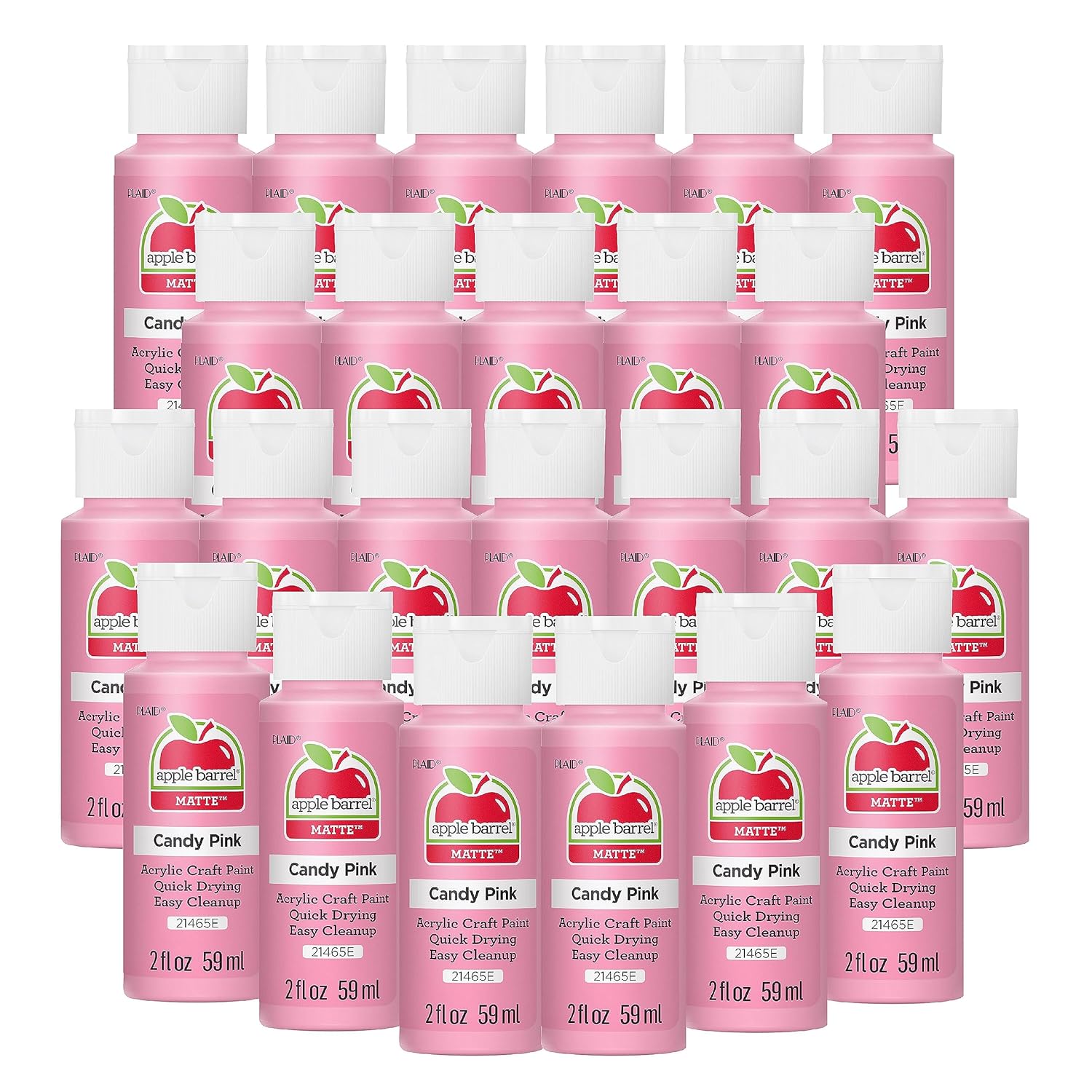 Apple Barrel Acrylic Paint in Assorted Colors (2 oz), 21465, Candy Pink (Pack of 24)