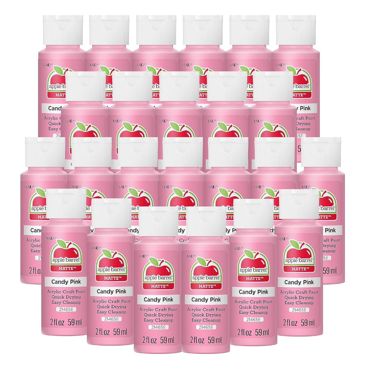 Apple Barrel Acrylic Paint in Assorted Colors (2 oz), 21465, Candy Pink (Pack of 24)