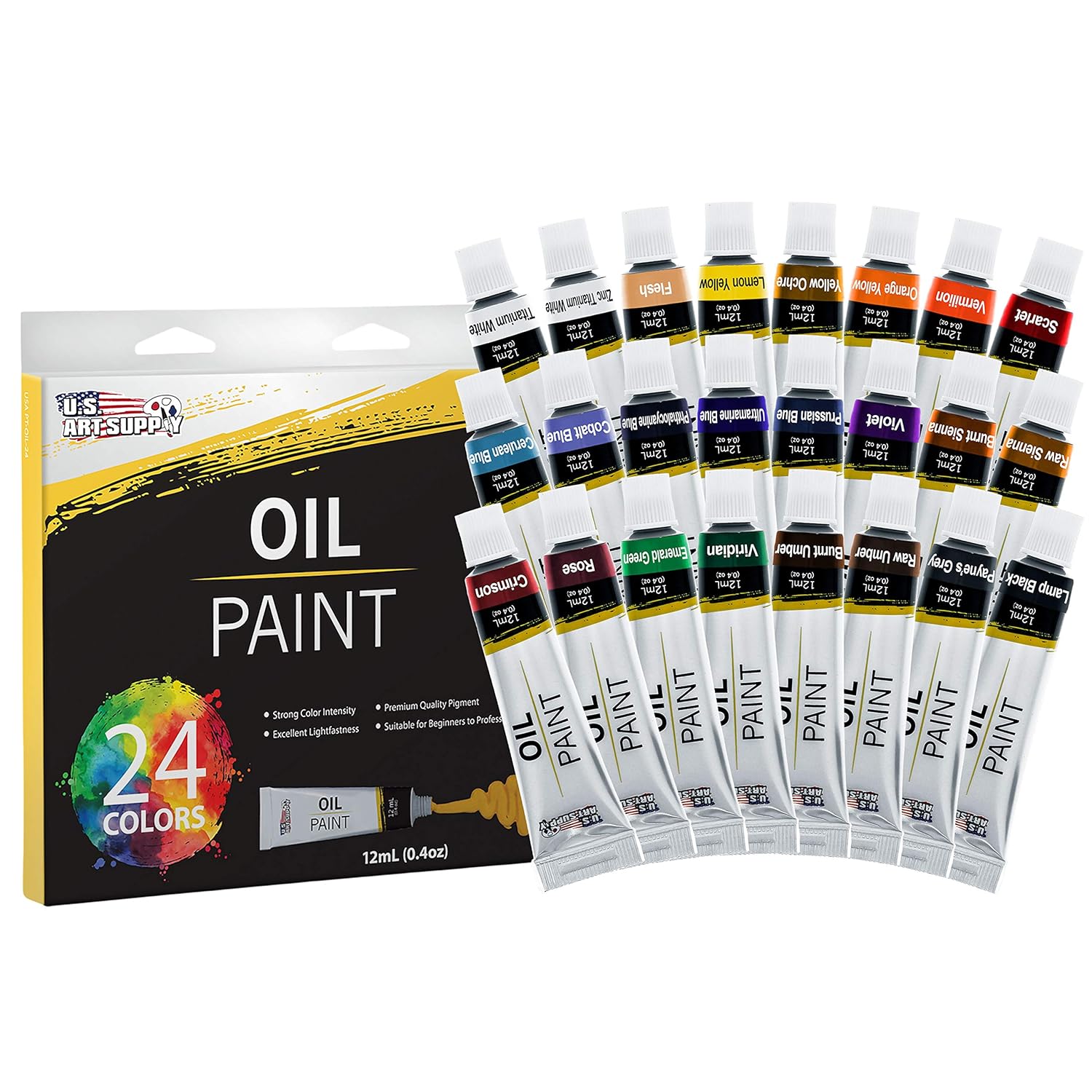 70-Piece Artist Oil Painting Set With Aluminum Field Easel, Wood Table Easel, 24 Oil Paint Colors, 37 Brushes, 2 Stretched Canvases, 6 Canvas Panels, Painting Pad, Palette & More