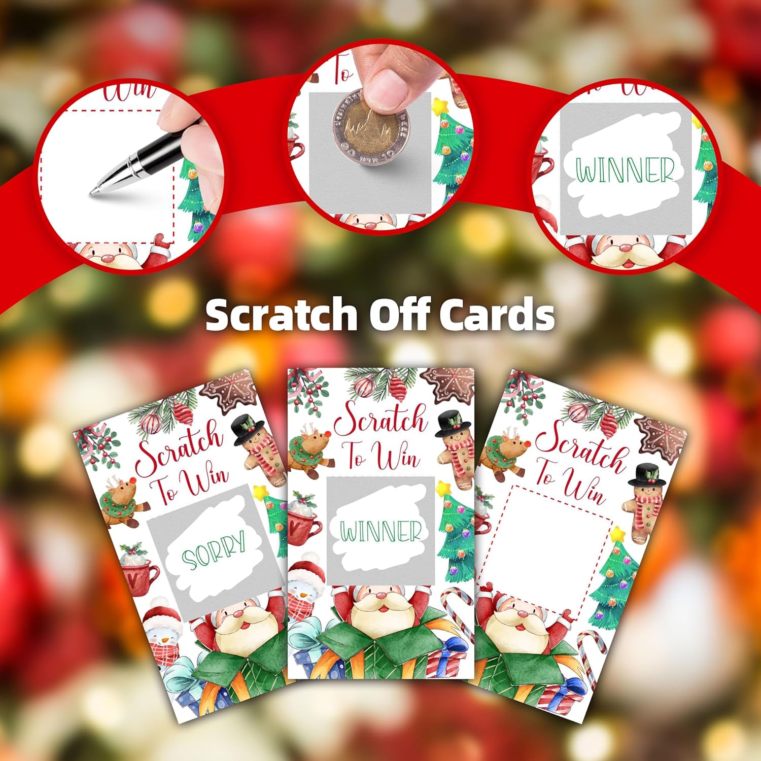 Christmas Scratch Off Cards, Funny Xmas Party Scratch Games For Kids And Adults, Holiday Game For Christmas Party, A03