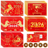 125 Pcs Chinese New Year Scratch Off Fortune Cards With 25 Feng Shui Coins 2026 Year Of The Horse Party Fortune Games Red Chinese New Year Scratch Off Cards For Spring Festival Lunar New Year Decor