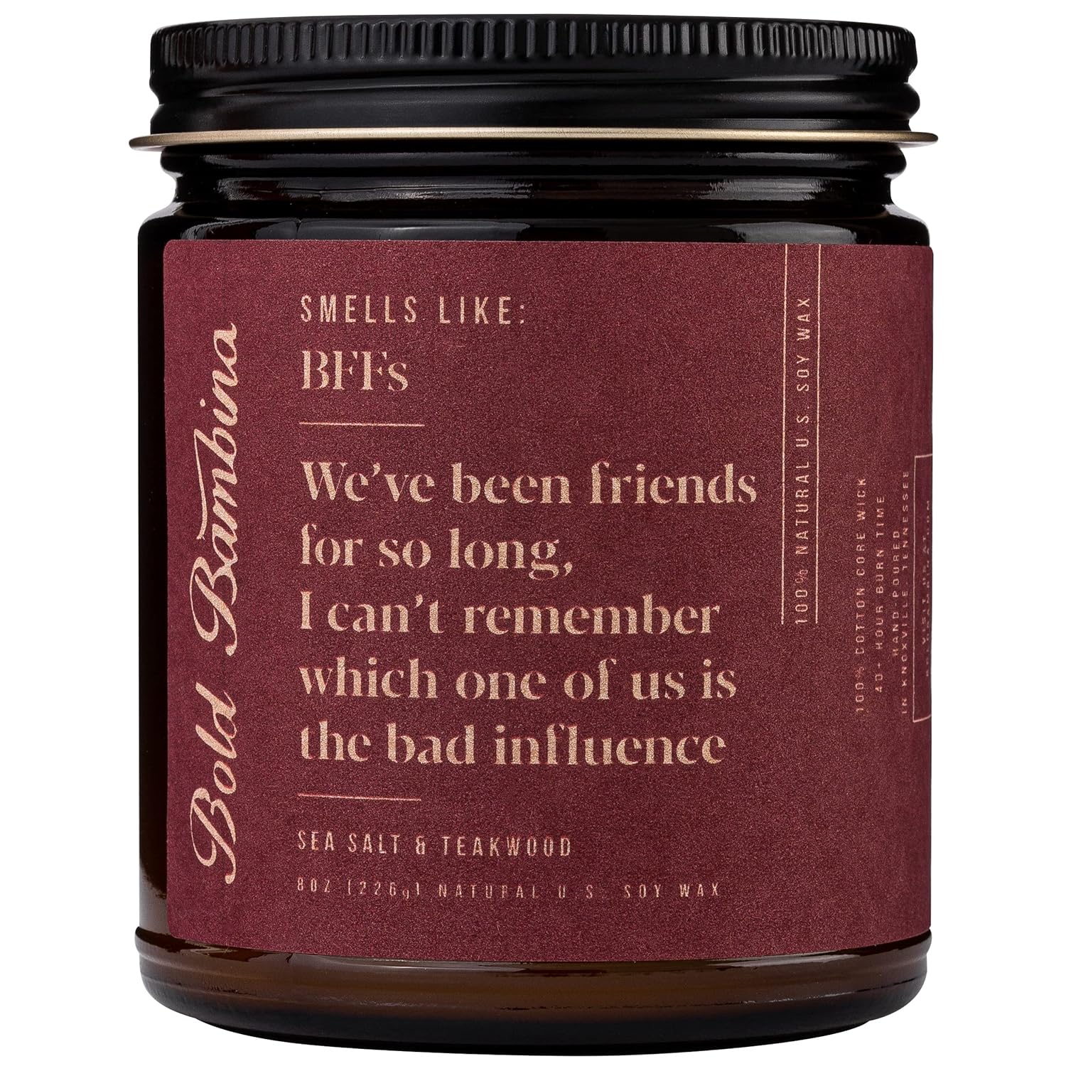 Funny Gift Candle For Women, Bestie, Coworker, Mom, Sister, Best Friend - Friendship All Natural Soy Wax, 8Oz - Made In Usa (Funny Bff)