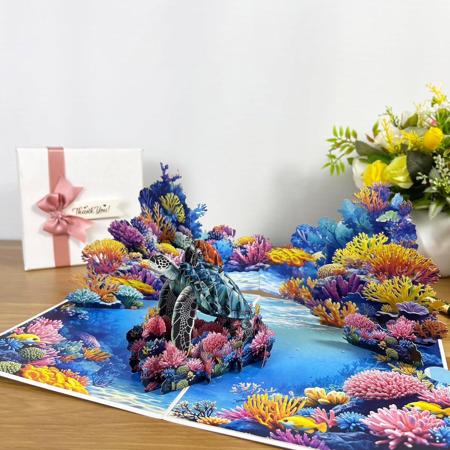 3D Sea Turtle Popup Card - Handmade Ocean-Themed Paper Art For Birthday, Anniversary, Christmas, Father’S Day - Unique Greeting Card Gift For Him, Her, Dad, Son, Husband, Wife, Turtle Lover