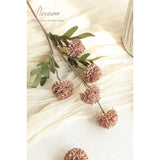 5Pcs Light Taupe Faux Silk Mums Artificial Flowers, Bulk Fake Small Mini Chrysanthemums With Stems For Diy Wedding Centerpieces Floral Arrangements Vase Fillers Home Decorations