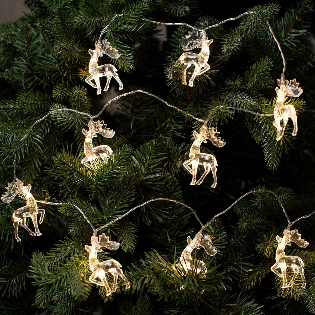 Christmas Lights Reindeer String Lights, 6.8Ft 10 Led Battery Operated String Lights For Christmas Decorations, Reideer