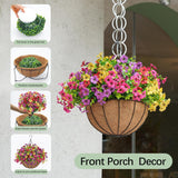 Artificial Hanging Flowers Basket For Outdoors Fake Hanging Plants Spring Summer Decoration Uv Resistant For Garden Front Porch Patio Balcony Decor