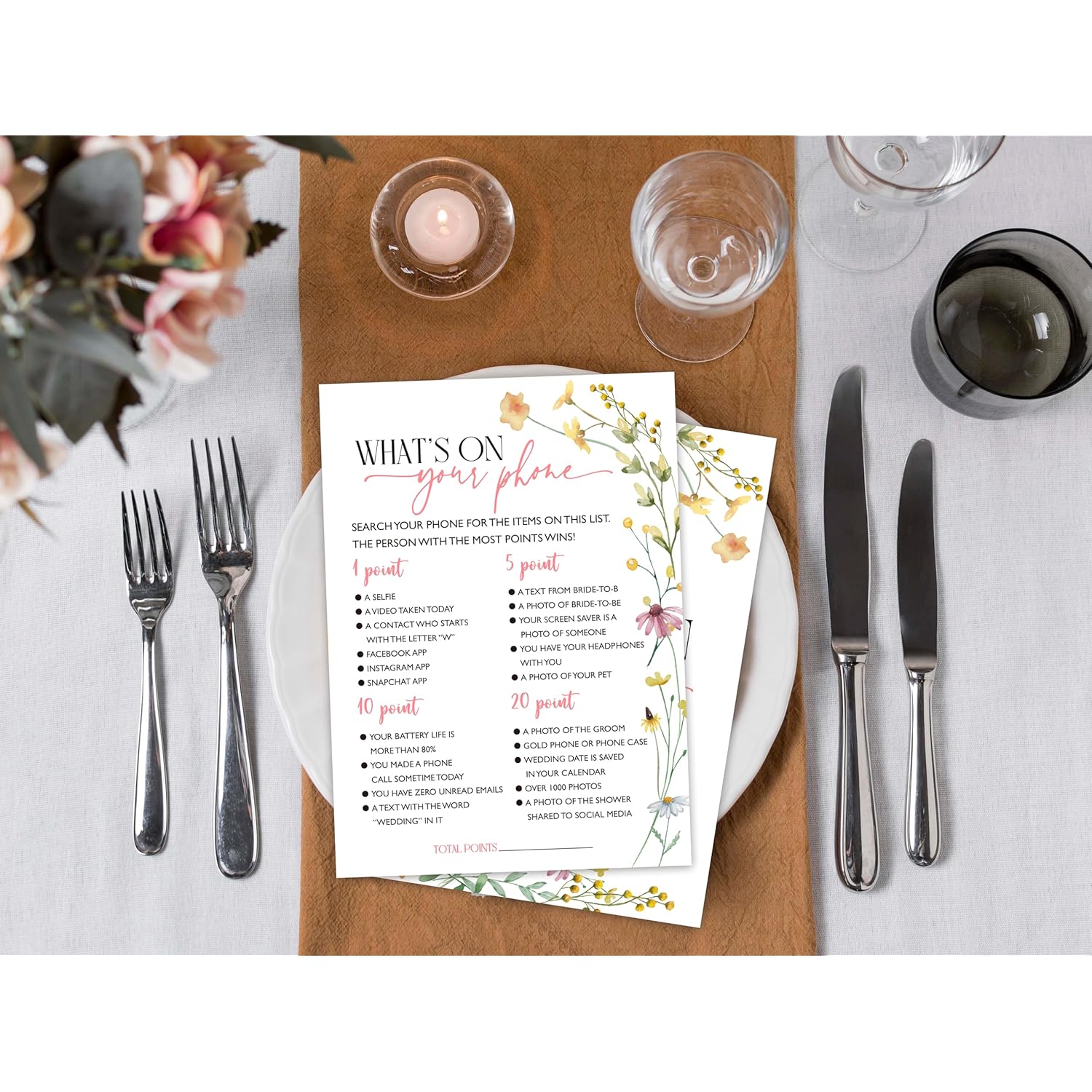 Bridal Shower Games, Wildflowers Wedding Shower Game Cards, Bachelorette Party Games For Bride Groom Newlyweds Couples, Engagement Wedding Party Decorations Supplies Favors, 25 Game Cards?B09