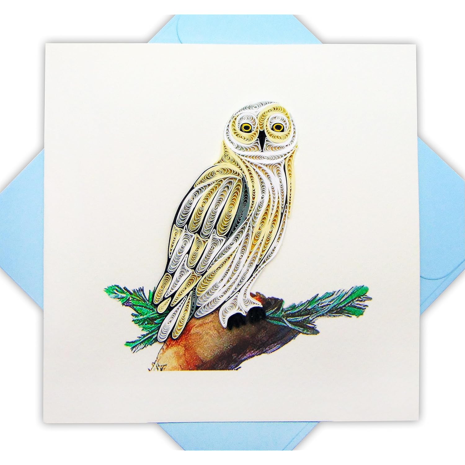 Snowy Owl, Quilling Card 3D,Unique Dedicated Handmade, Design Greeting Card For Birthday, Valentine'S Day, Mothers Day, Spring, Fathers Day, Graduation, Wedding, Anniversary, All Occasion,6"X6"