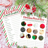 Christmas Party Games, Festive Holiday Word Scramble And Christmas Picture Quiz (2 Game Bundle) - 25 Dual Sided Cards