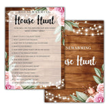 Housewarming Party Games, House Hunt, Rustic Floral New Home, New House, New Homeowner Party Games Cards, 30 Sheets Each Pack