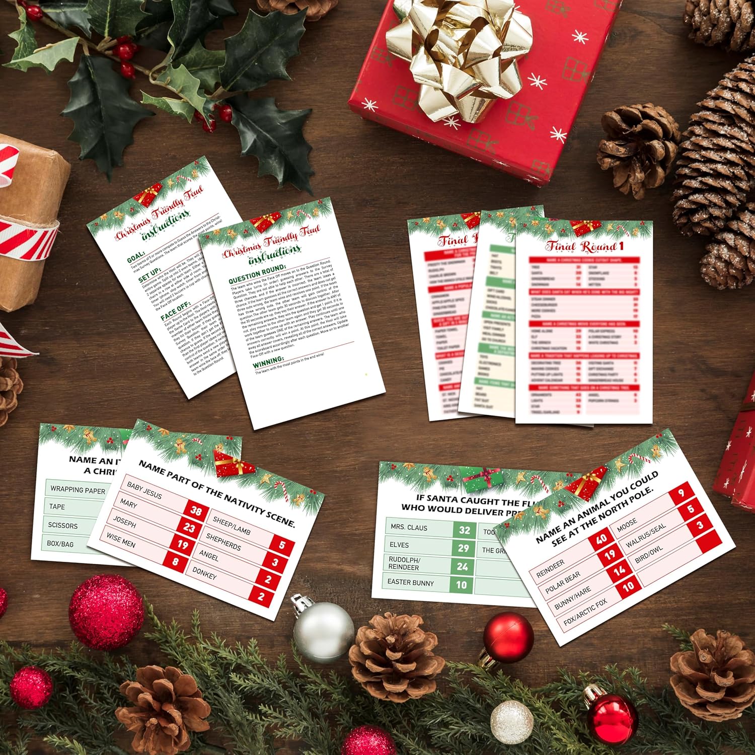 Friendly Feud Game - Christmas Family Party Game - Winter Adults Large Group Trivia Games & Activities (02)