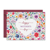 Floral Mother’S Day & Birthday Card For Mum | Elegant Wildflower Design | Includes Burgundy Envelope | Blank Inside For Personal Message | Perfect For Mum, Grandma, Or Any Special Woman (Heart Mother'S Day)