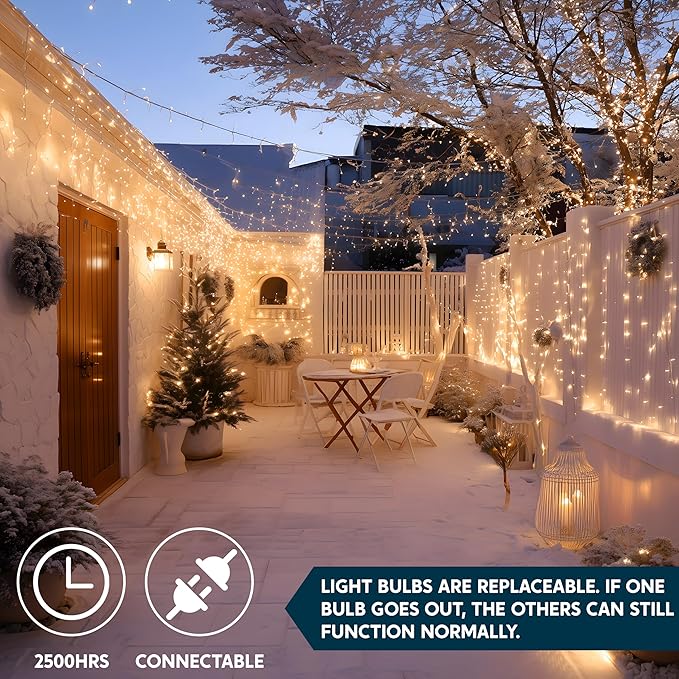 100 Count Warm White Christmas String Lights 21.4FT Mini Fairy Lights White Wire Indoor Outdoor Decor for Bedroom Patio Dorm Wedding Party Holiday Garland