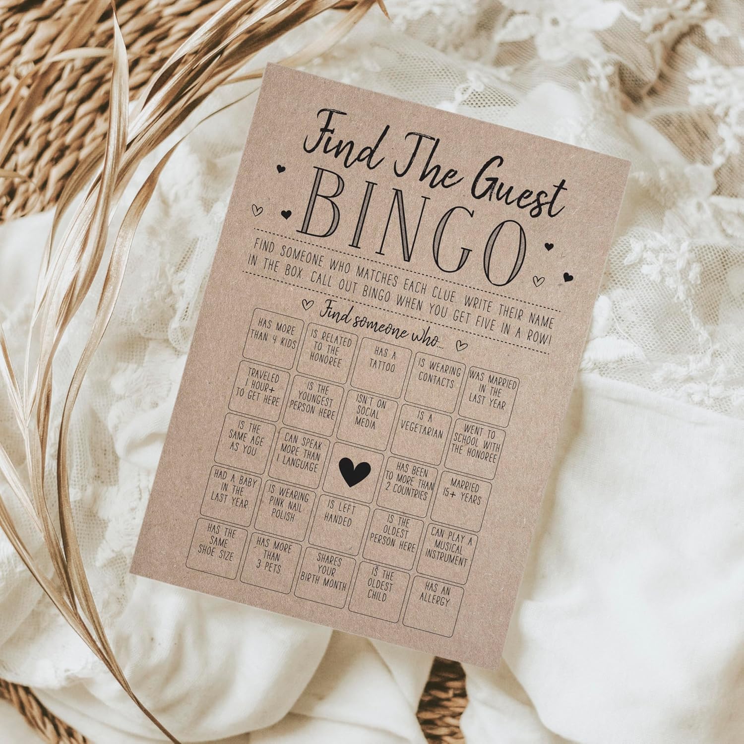 Bridal Shower Games, Find The Guest Bingo, Wedding Shower Game And Activities, 50 Game Cards Included