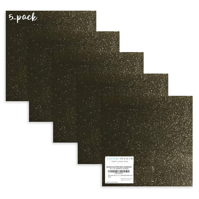 Black Glitter Vinyl, 12" X 12" Transparent Glitter Vinyl Sheets For Maker Expl