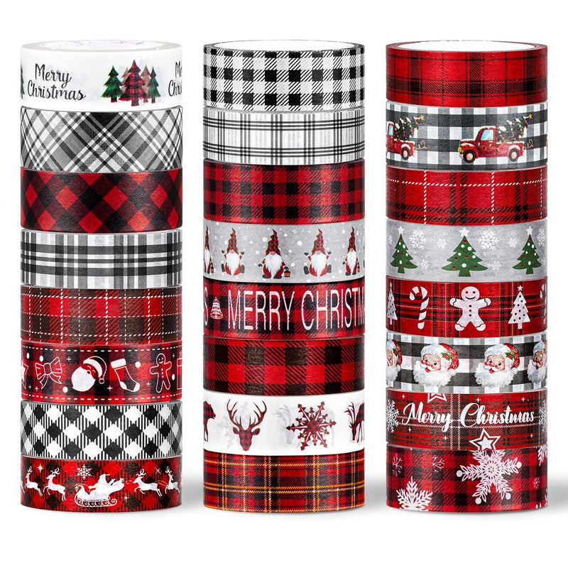 24 Roll Christmas Plaid Washi Tape Red Black White Buffalo Check Holid