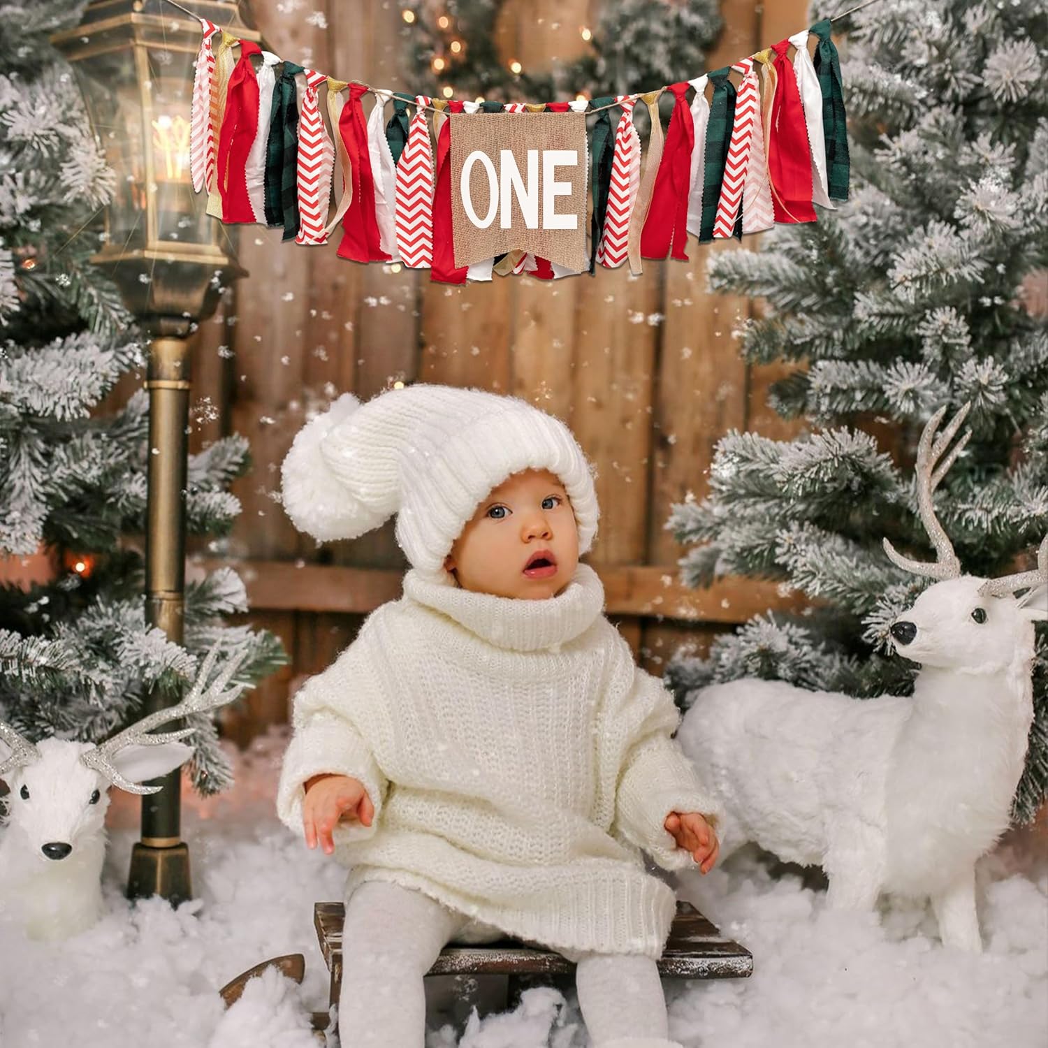 Christmas High Chair Banner For 1St Birthday - Red And Green One High Chair Banner, 1St Birthday Decoration For Boys Girls, Christmas Birthday Party Decorations,Merry Christmas Banner Photo Props