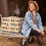 Cowboy Birthday Wrapping Paper - 4 Jumbo Sheets, 28 * 40 Inches - Western Farm Gift Wrap With Cowboys Hat Boots Cake, And Happy Birthday, Perfect For Kids Boys Girls Birthday, Baby Showers