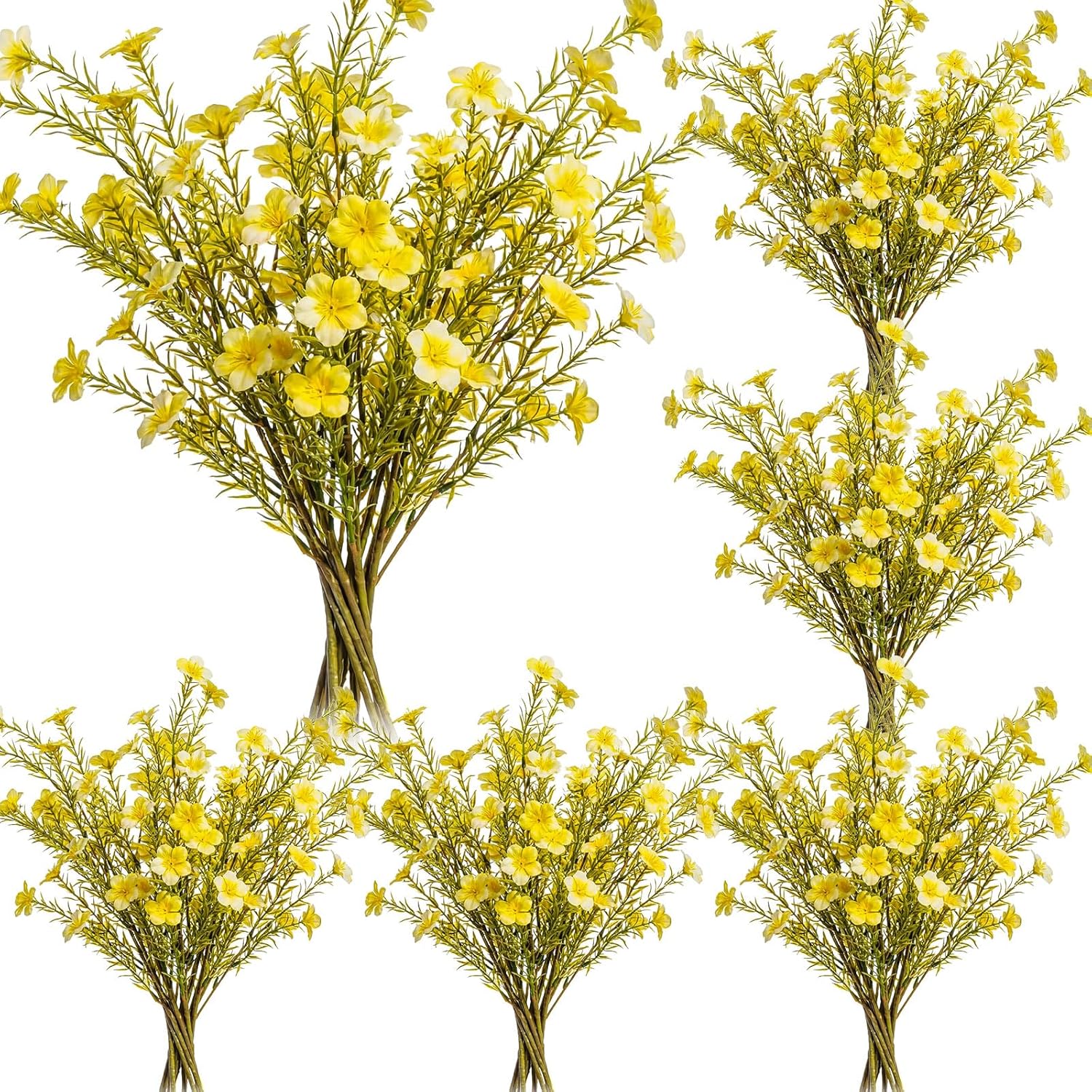 24 Bundles Artificial Wildflowers With Stems 23.6 Inch Silk Spring Floral Picks Fake Forsythia Branches Diy Wildflower Arrangements For Home Indoor Outdoor Wedding Centerpieces(Yellow)