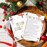 Christmas Trivial Party Game Card Set - 20 Christmas Game Cards With 1 Answer Card - Funny Holiday Activity For Family Adults & Teens - Xmas Party Decoration & Supplies(Snowman Sock)- A02