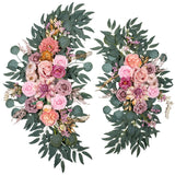 Wedding Arch Flowers, Artificial Floral Decor For Wedding Ceremony & Reception, Standard Size Large Flower Swag Set For Backdrop & Welcome Sign, Pack Of 2 (Dust No. 1)