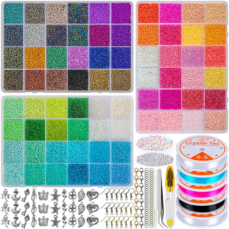 42000Pcs 2Mm Glass Seed Beads For Jewelry Making Kit,72 Colors Seed Be