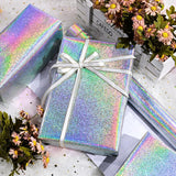 Silver Wrapping Paper Roll, Metallic Holographic Star Gift Wrap For Birthday, Valentines, Mothers Day, Graduation, Wedding, Fathers Day, Baby Shower, Christmas (17 In X 32.8 Ft)
