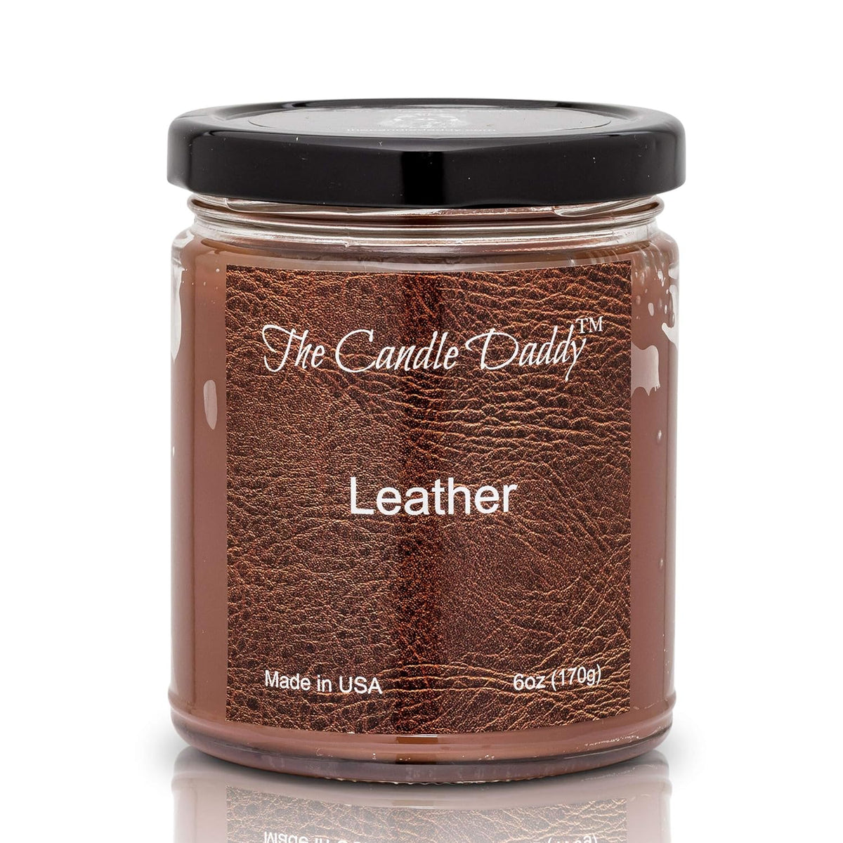 Leather Candle- 6 Oz Jar Candle - Up To 40 Hour Burn Time