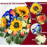 Artificial Cemetery Flowers For Grave Decoration: Sympathy & Memorial Bouquets With Headstone Saddle – Sunflower, Rose, Cattleya – Fade-Resistant