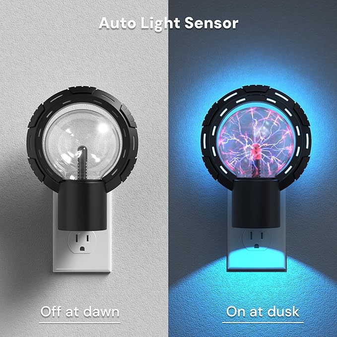 LED Plug-In Color Changing Night Light Globe for Kids STEM Plasma Lamp