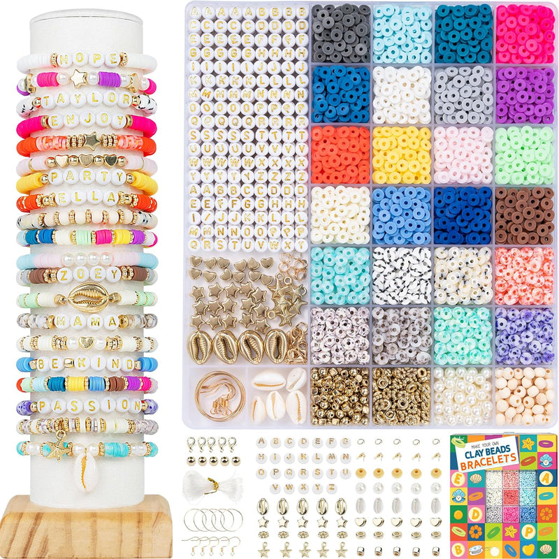 6000 Pcs Bracelet Making Kit, Clay Bead Bracelet Kit For Beginner, Cla