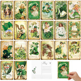 80 Pcs Vintage St. Patrick 'S Day Cards Bulk 4 X 6'' Green Shamrock Saint Patricks Day Postcards Clover Irish Greeting Cards Gifts For Holiday Irish Party Favor Celebrations Supplies